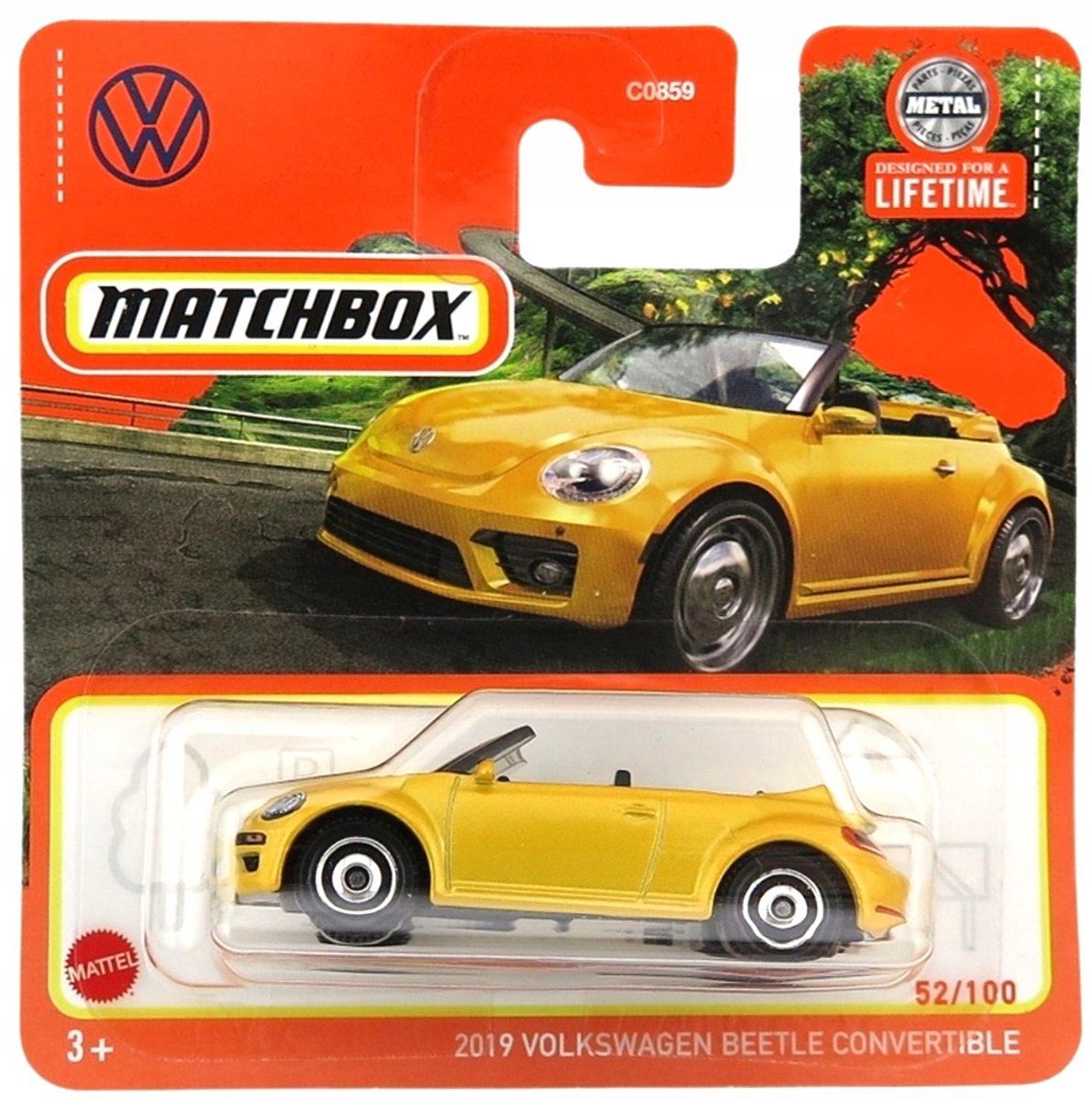 Matchbox 2019 Volkswagen Kever Cabrio - Geel 1:64