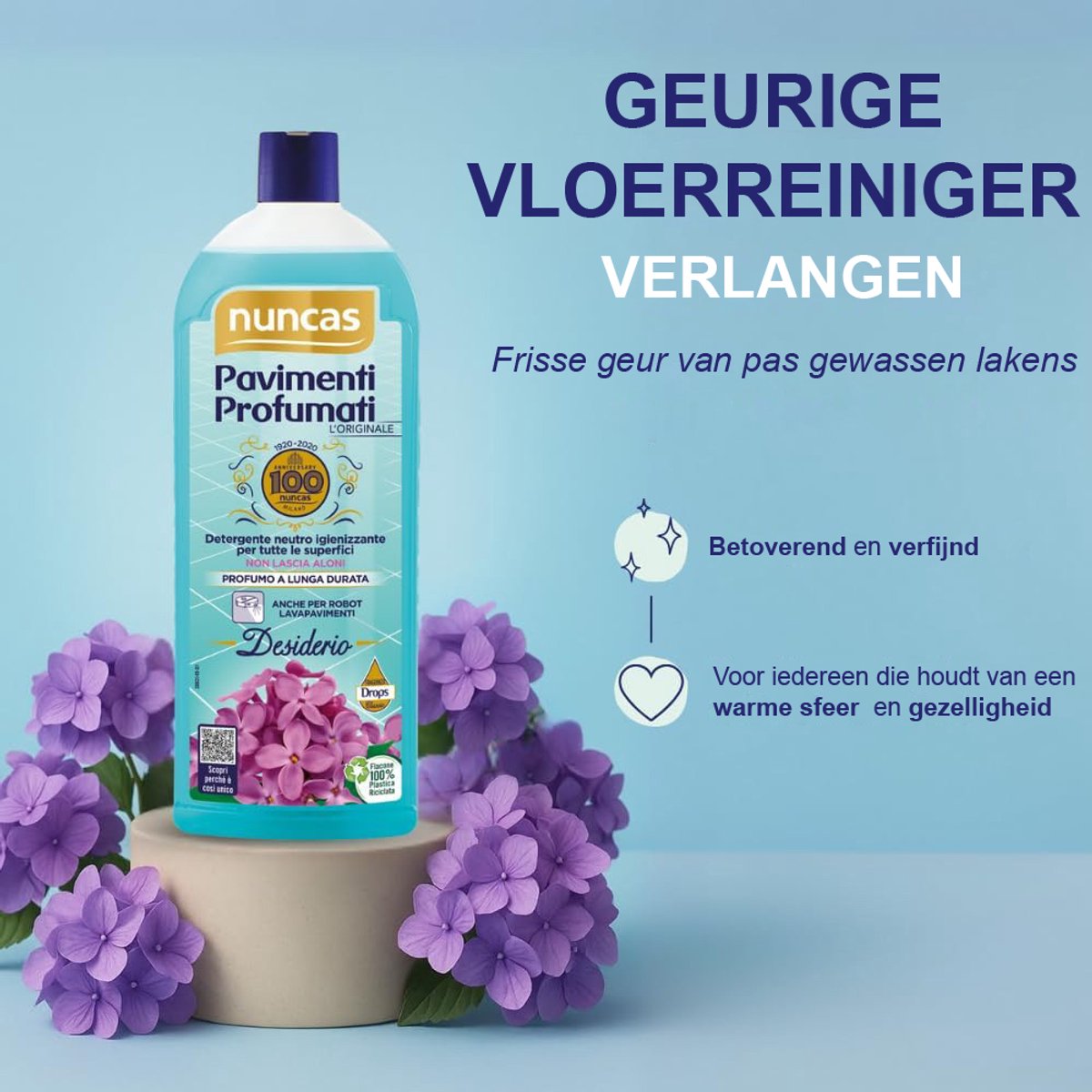 nuncas 1000ml reinigingsmiddel - 100 jaar jubileumeditie – Frisse wasgeur - Geschikt voor dweilrobot Roborock en iRobot Roomba Braava Jet M6 schoonmaakmiddel – foto 3