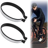 Broekclips - Twee-pack fietsbroekclips met elastische enkelreflecterende banden - Lichtgewicht fietsclips - Grijs - Fietsbroekclips voor fietsen, nachtelijk hardlopen en unisex