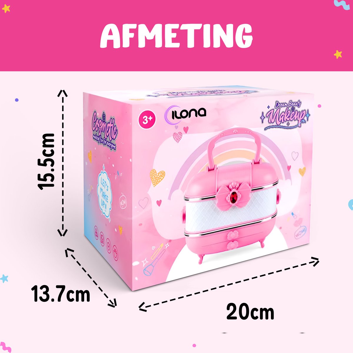 Ilona kinder make up meisje - koffer - Make up koffer voor kinderen - 52 delige set - compact - roze — afbeelding 7