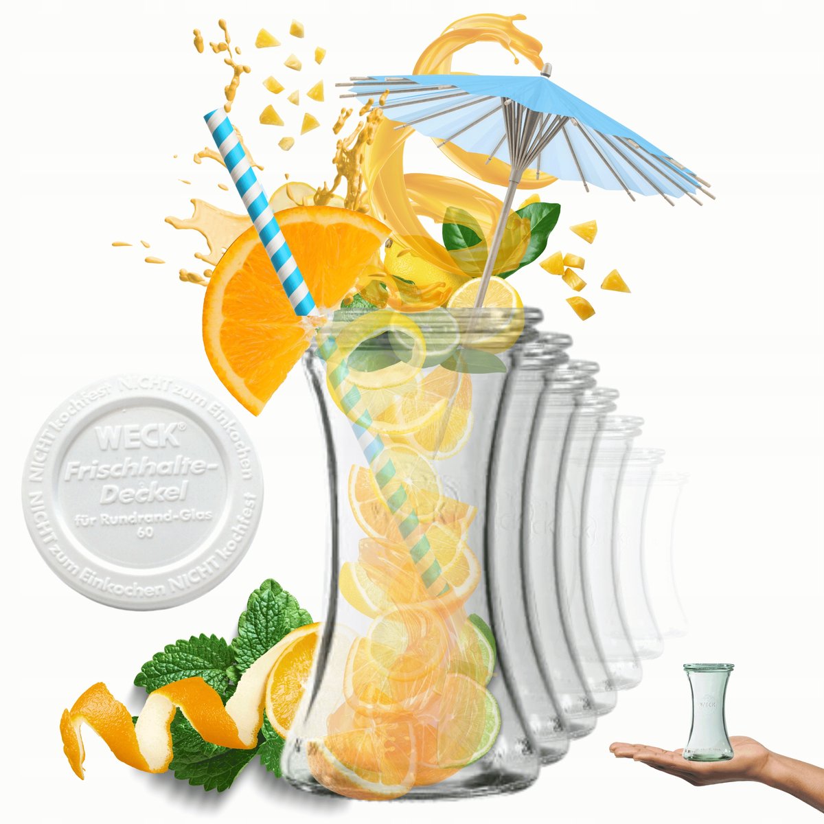 Weck glazen pot 200ml met kunststof deksel, 6 stuks, hittebestendig