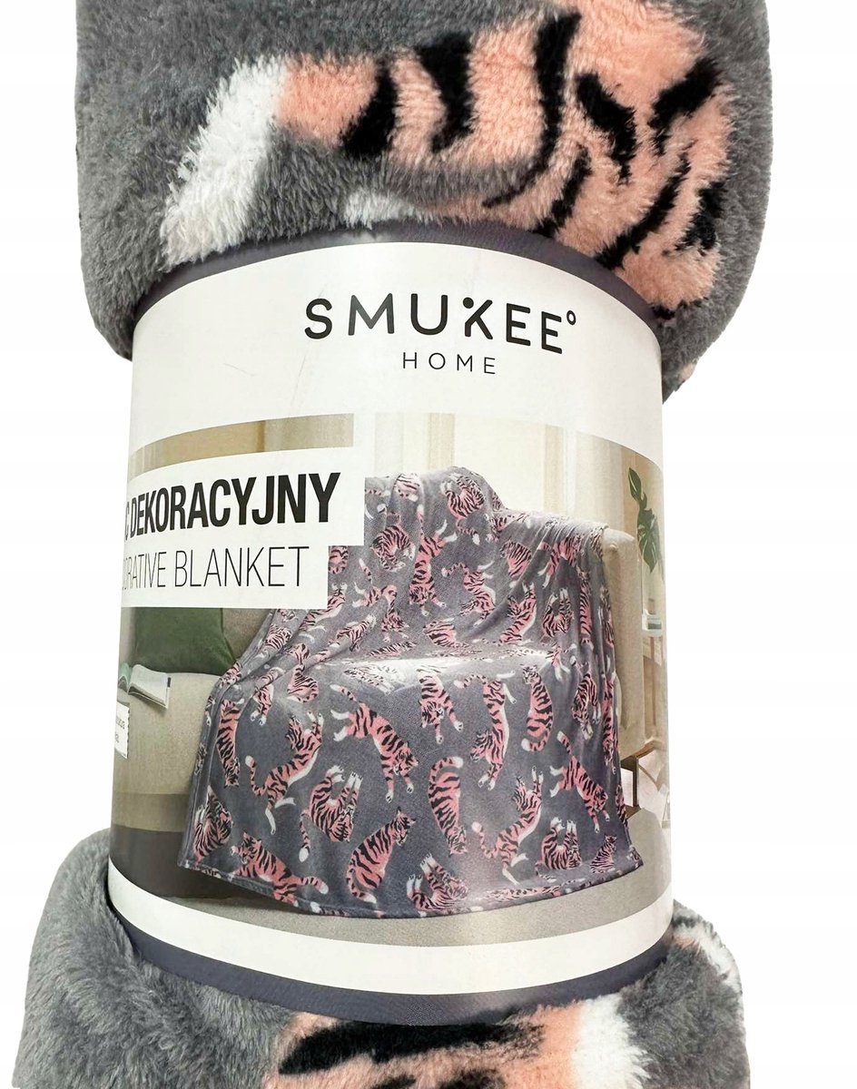 Smukee Tijgerprint Plaid - 130x170 cm Grijs - Zacht & Decoratief