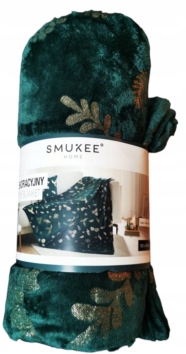 SMUKEE Decoratieve Plaid 150x200 cm - Zacht Polyester Groen/Goud