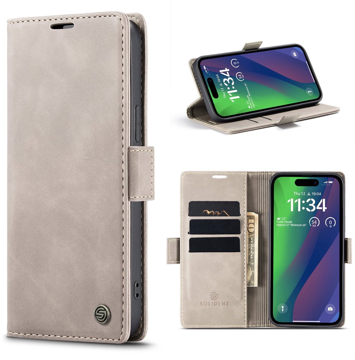 Solidenz Hoesje - Geschikt voor iPhone 17e / 16e - Urban Book - Beige