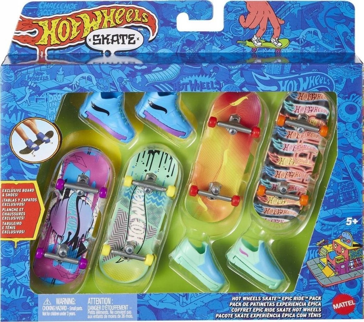 Hot Wheels skateset: skateboard en schoenen, 4-pack