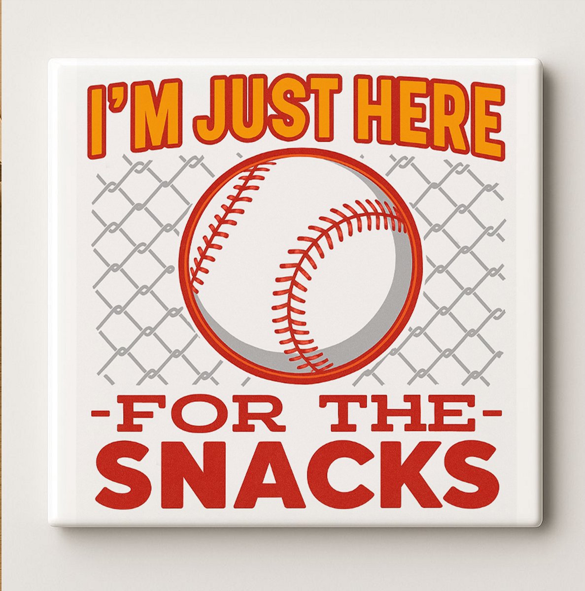 Ik Ben Alleen Hier voor de Snacks Honkbal Tegel 15x15 cm – Grappige Sport Muurdecoratie –
