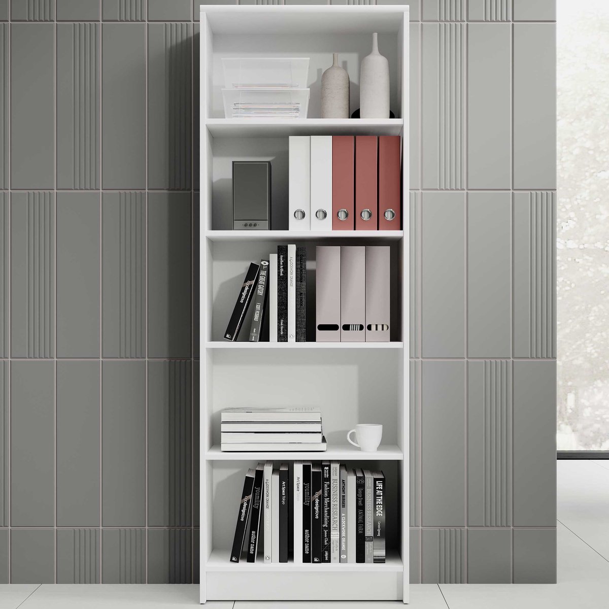 Open Boekenkast Lilly | 60 X 28 X 172 Cm | Wit - Emob - Boekenkast - Wit - Spaanplaat