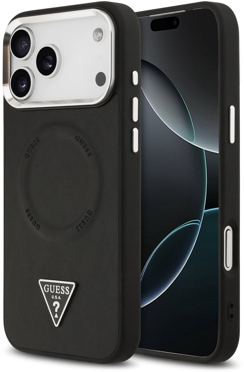 Guess Triangle Logo geschikt voor iPhone 17 Pro Max hoesje MagSafe compatibel - Zwart