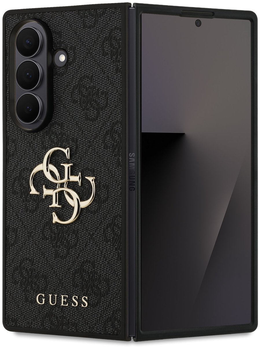 Geschikt voor Samsung Galaxy Z Fold7 hoesje – Guess Zwart PU Backcover