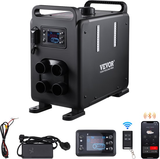 VEVOR 8KW 12/24V Diesel Standkachel - Dieselluchtverwarmer met Bluetooth APP-bediening - Afstandsbediening - Display en CO-alarm - voor Vrachtwagens Campers RV