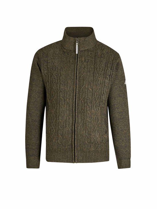 Gilet BJØRNSON Gus en maille torsadée doublé polaire pour homme - Taille XL - Vert olive