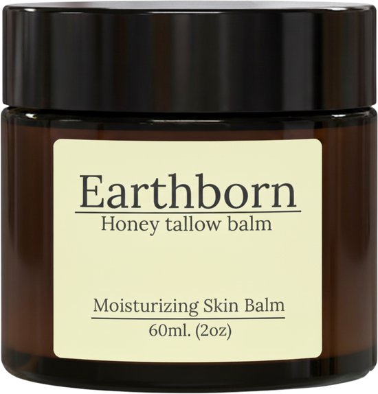 Earthborn® Beef Tallow - Honing Crème 60 ML- Collageen - 100% Natuurlijk - Jojoba Olie - Handgemaakt - Vitamine A, D, E en K2 - Dagcréme