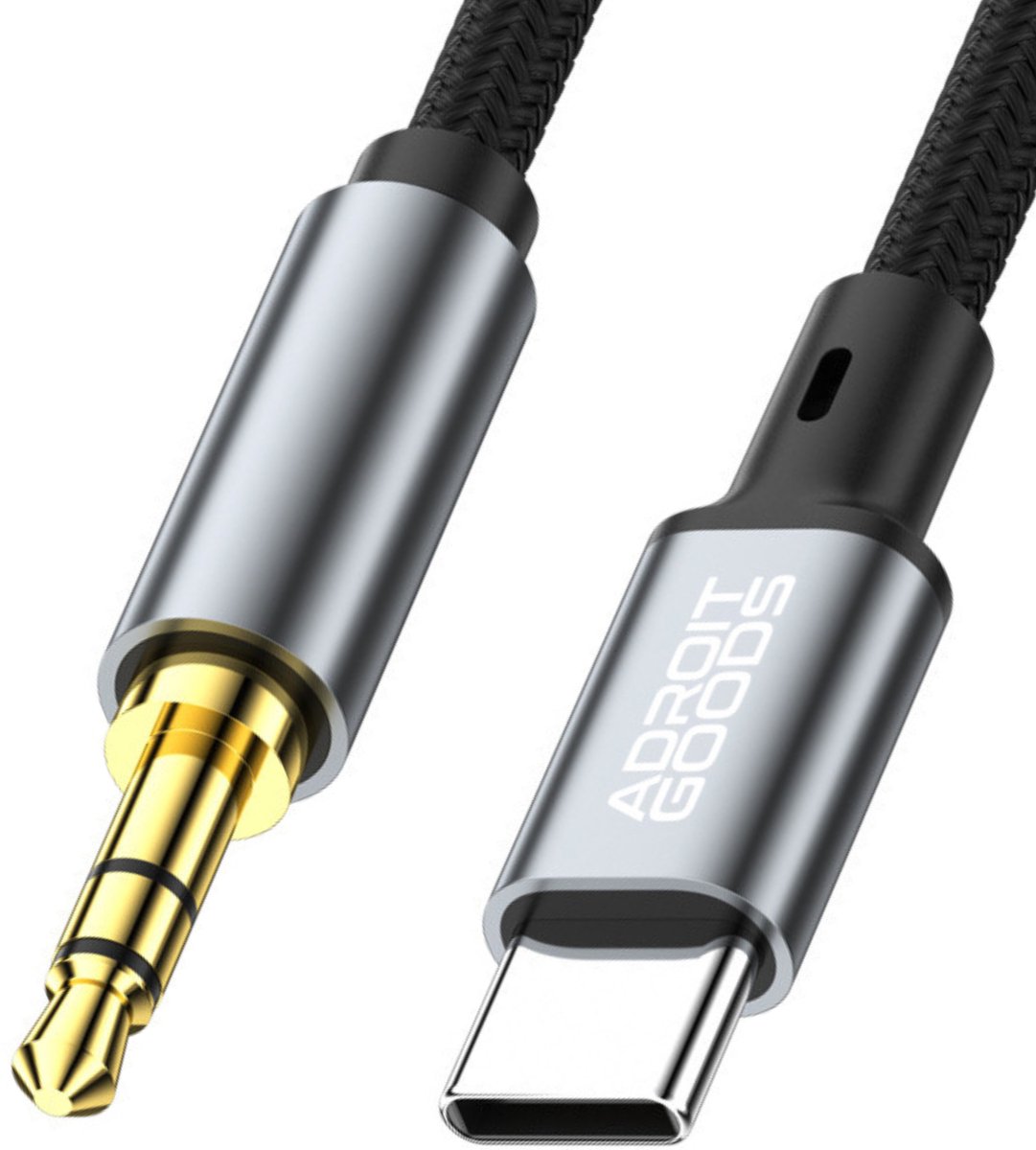 AdroitGoods USB-C naar 3.5mm jack kabel – audio – Premium Geluidsoverdracht - USB-C naar 3.5mm Jack Aux Kabel - 2m