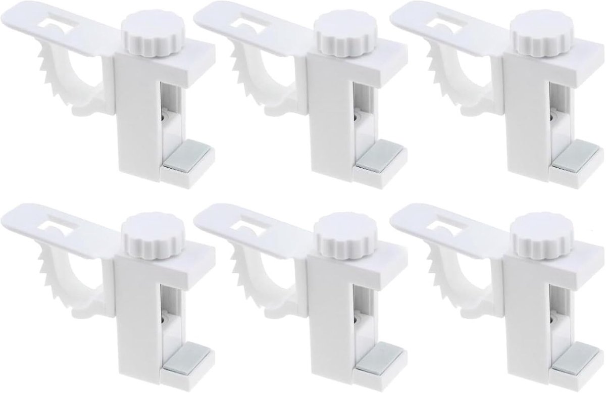 Allecto Plus - 6 Pack Gordijnstanghouder Zonder Boren - Klemhouder - Gordijnroede - Gordijnhaak - Gordijnbevestiging - Gordijnroede - Gemakkelijke Installatie