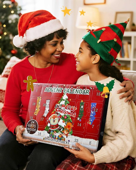 Adventskalender Dames - Damessokken - Adventskalender - Cadeaubox sokken - Cadeautje