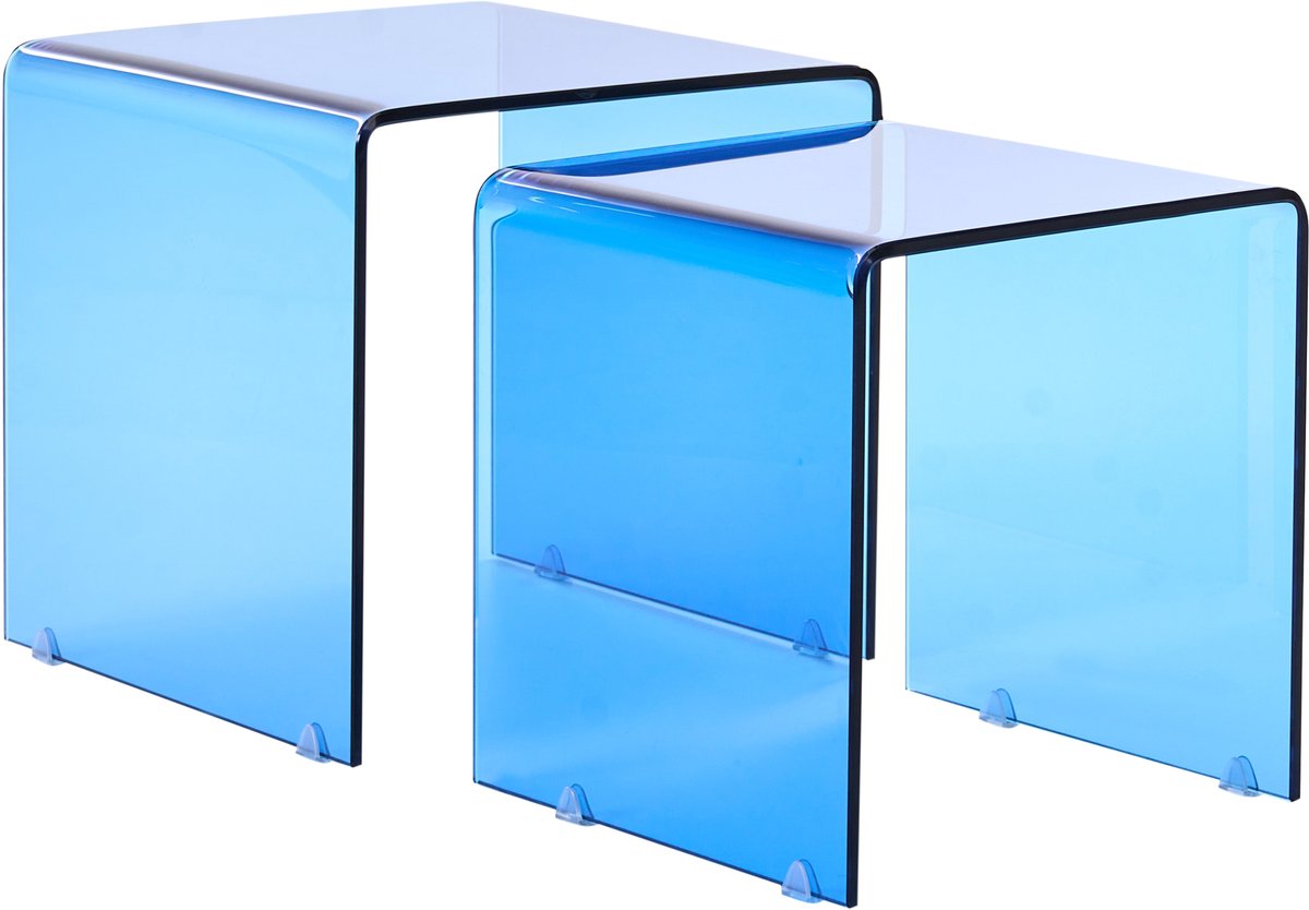 KENDALL - Salontafel set - Blauw - Veiligheidsglas