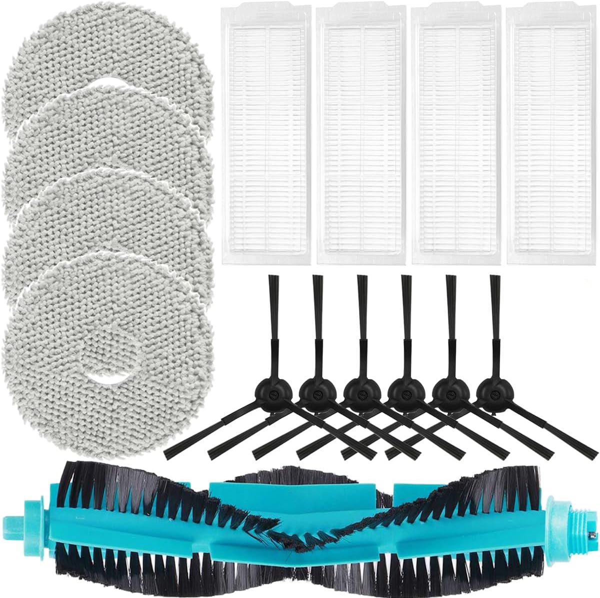 15 stuks Vervangaccessoireset - geschikt voor Conga 11090 Robotstofzuigers - Vervangende onderdelen - Stofzuiger Accessoires - Vacuüm Roller Borstel - Mop Doek - Filter - Zijborstels