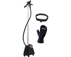 Simss® Prestige - Défroisseur vapeur vertical professionnel avec cintre - Réservoir d'eau de 2,5 L - 2000 W - Gant résistant à la chaleur inclus - Mat - Zwart