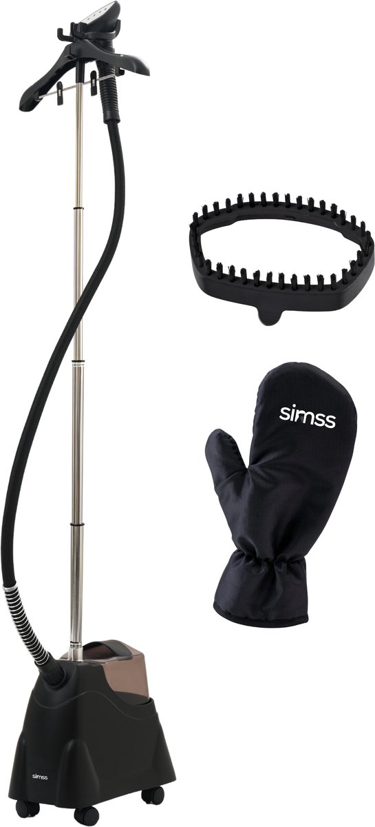 Simss® Prestige - Professionele Verticale Kledingstomer met Kledinghanger - 2,45L Waterreservoir - 2000W Inclusief Warmtebestendige Handschoen - Mat - Zwart