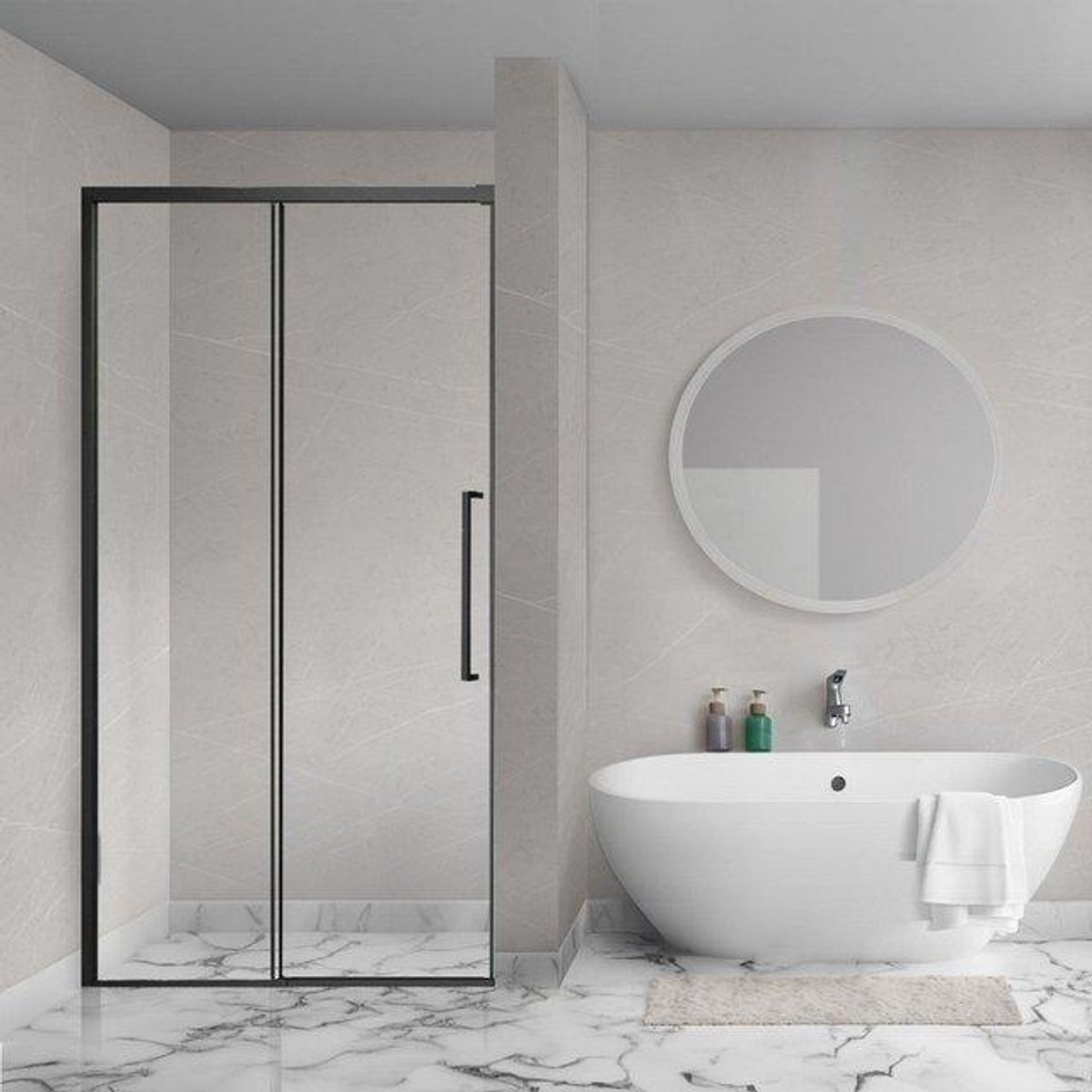 Aqua Vista Lokla Linea nisdeur - 150x200cm - incl. montageset - zwart mat