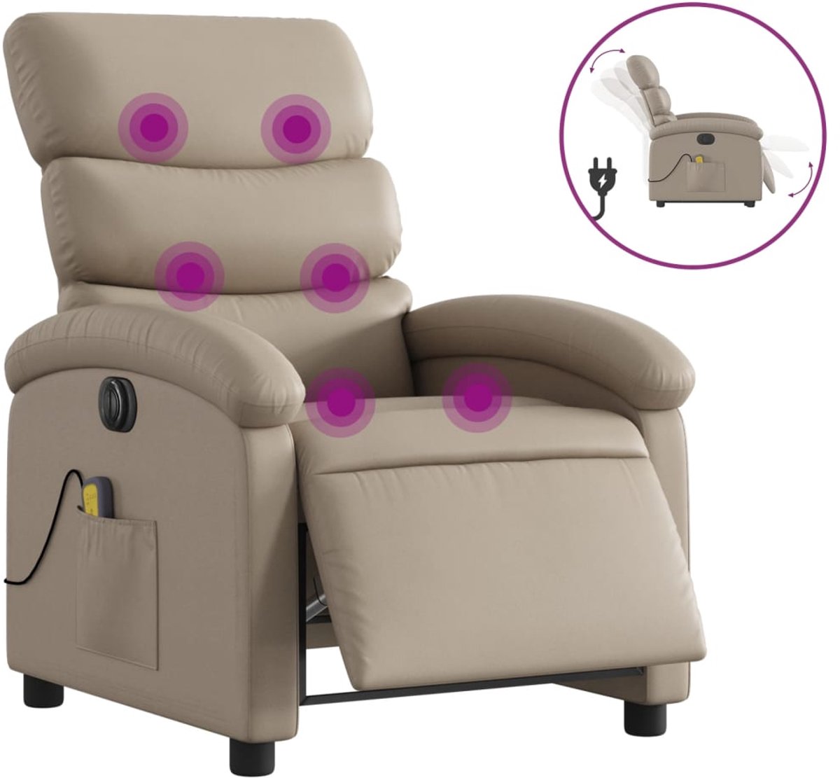 vidaXL Massagestoel - verstelbaar - elektrisch - kunstleer - cappuccinokleurig