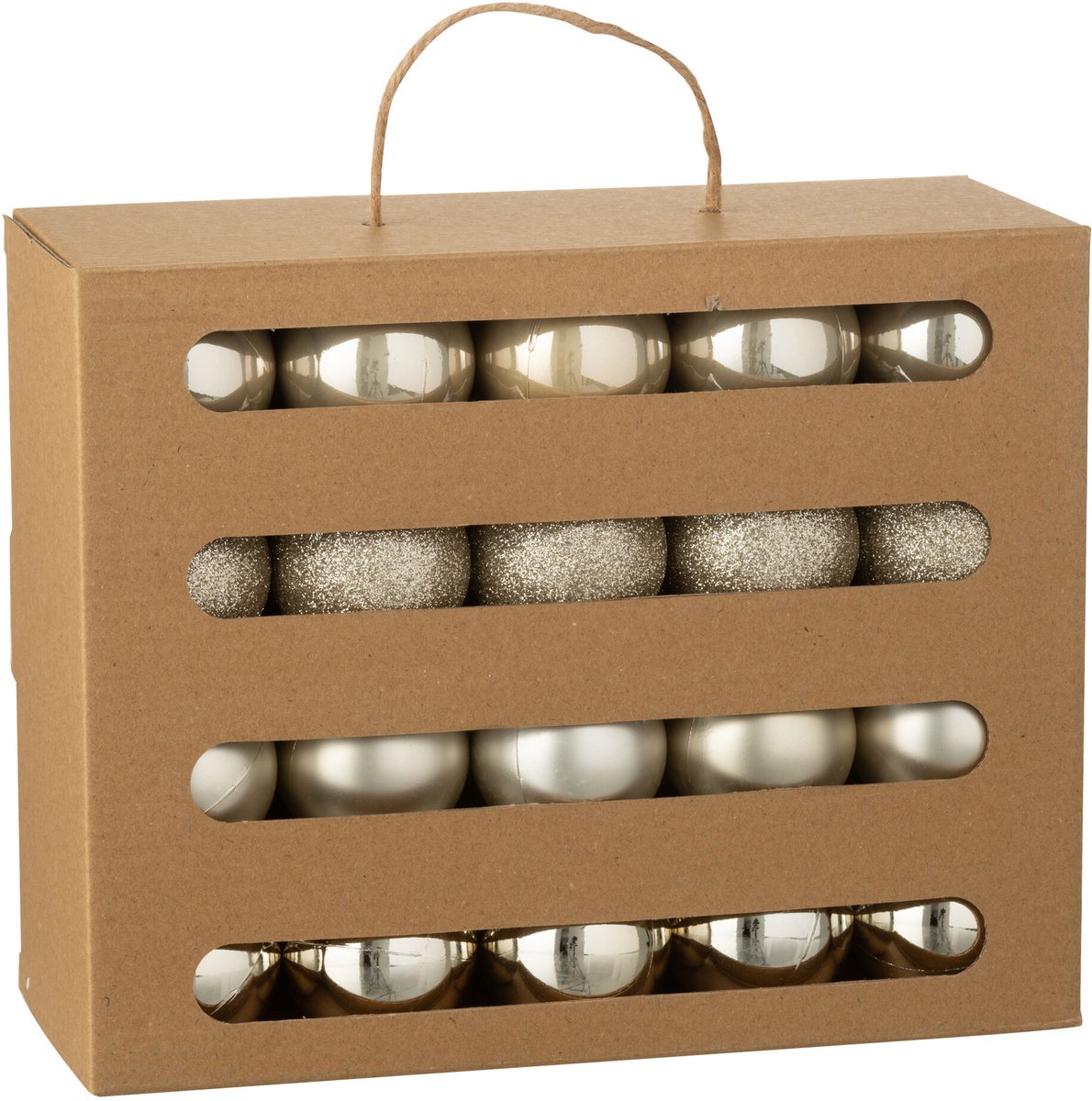 J-Line kerstbal - kunststof - beige - doos van 40