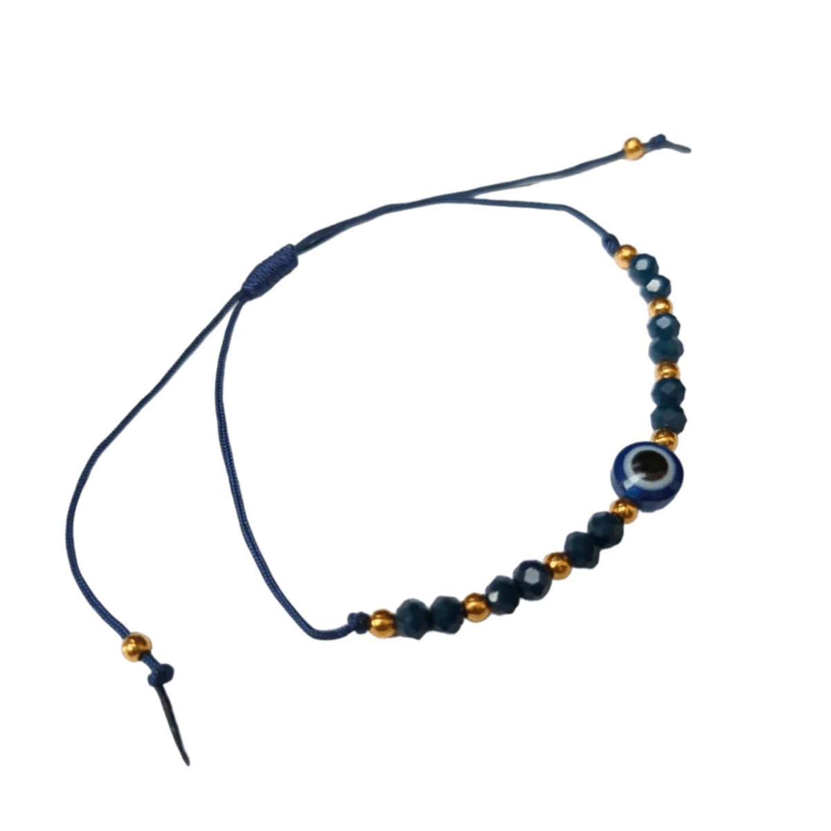 Aramat Jewels - verstelbare boze oog touw armband - donker blauw-dames