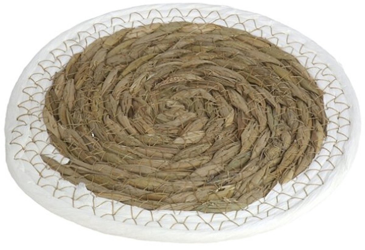Gerimport Pannen onderzetters - van zeegras - 4x stuks - rond - 20 en 24 cm - Keuken artikelen