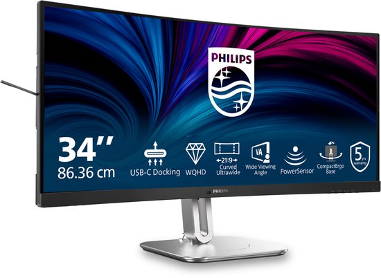 Philips 5000 series 34B2U5600C/00 écran d'ordinateur 86,4 cm (34") 3440 x 1440 pixels Dual QHD LCD Grijs