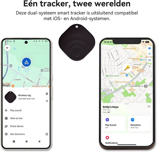 Lot De 2 Trackers Bluetooth Android - Smart Tag Compatible Google Find Hub - Pour Clés, Valise - Batterie CR2032 Remplaçable