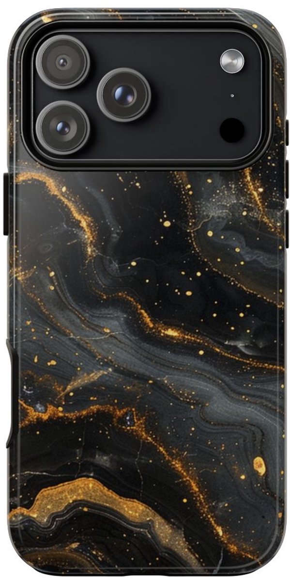 Zwart-Gouden Marmer Abstract Patroon – Telefoonhoesje Geschikt voor iPhone 17 Pro Max