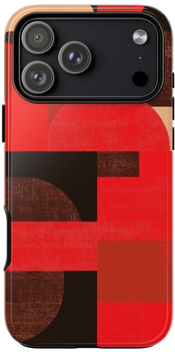 Rood-Bruin Geometrisch Abstract – Telefoonhoesje Geschikt voor iPhone 17 Pro Max