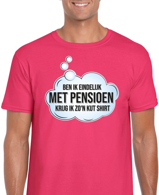 T-shirt cadeau pour homme - Enfin retraité - rose - textes amusants - VUT M
