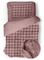 Eleganzzz Dekbedovertrek Shiny Bubble Pom Pom Flanel Fleece - Old Rose - Dekbedovertrek 140x200/220cm - 100% flanel fleece - Eenpersoons dekbedovertrekken - 140x220cm - Teddy Dekbedovertrek - Fluffy Dekbedovertrek - Effen Dekbedovertrek