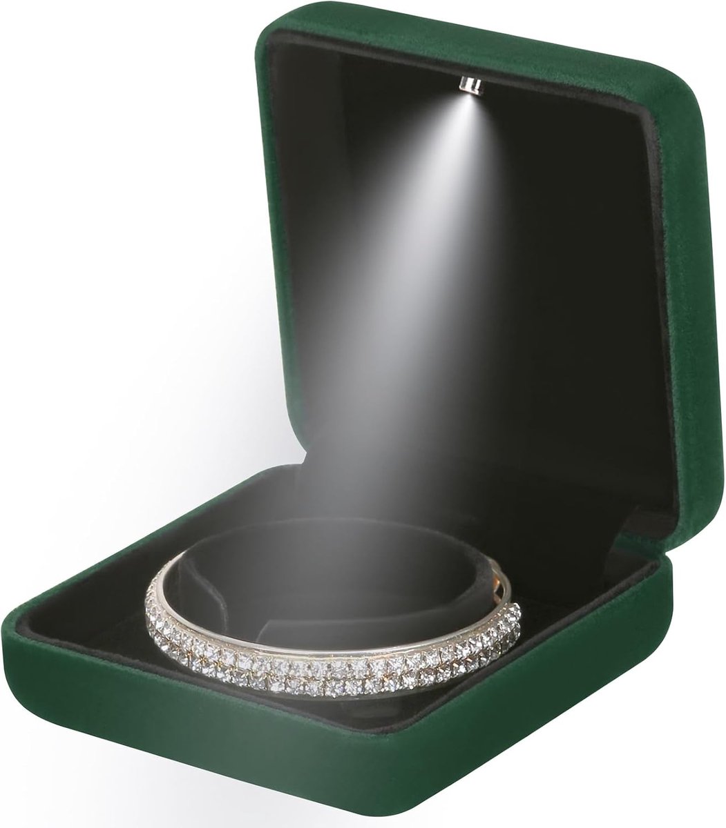 Glanzende sieraden armbanddoos met LED-licht voor verloving, huwelijk en speciale gelegenheden