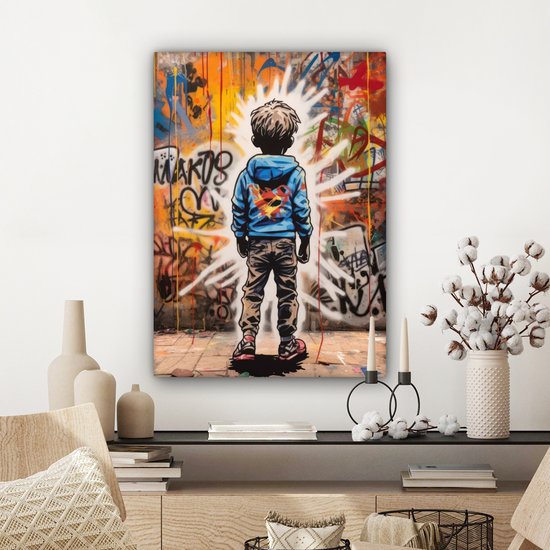 Peinture sur toile 60x80 cm - Décoration murale Graffiti - Garçon - Couleurs - Street Art - Décoration murale murale salon - Décoration chambre - Accessoires de chambre - Peintures