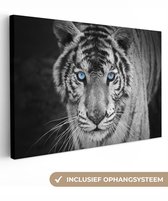 Peinture sur toile 120x80 cm - Décoration murale Tigre - Animal - Zwart - Blauw - Moderne - Décoration murale salon - Décoration chambre moderne - Tableaux abstraits