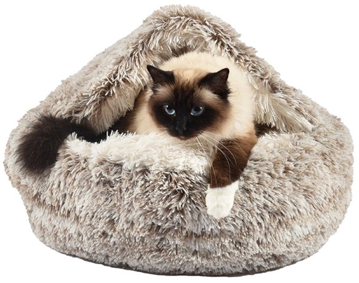 Kattenmand Iglo Croci - Gemeleerd Beige/Wit - Zacht, Wasbaar, 50x35 cm