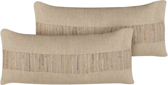 LUINA - Sierkussen lot de 2 - Beige - 45 x 45 cm - Jute
