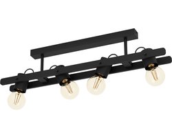 EGLO Plimsoll Plafondlamp - E27 - 77 cm - Zwart - Staal|Hout