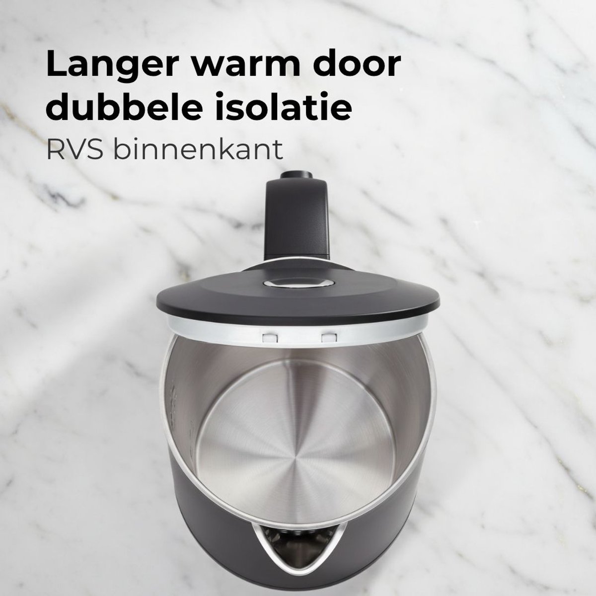 CoolHome WB25 Waterkoker - dubbelwandige waterkoker - 2200W - Warmteregelaar functie - Zwart — afbeelding 4
