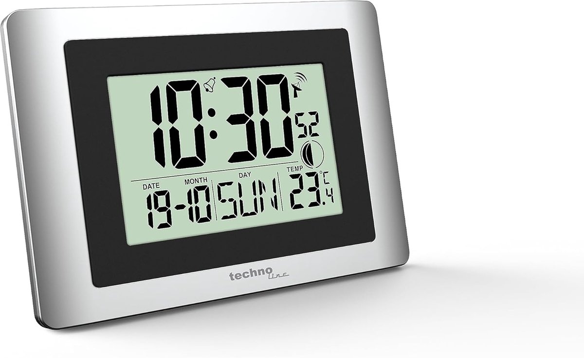 Digitale radioklok met temperatuurweergave en maanfase – 22 x 15 cm