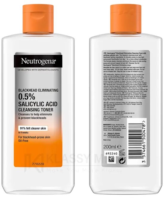 Tonique anti-points noirs Neutrogena pour peaux sujettes aux points noirs, 200 ml