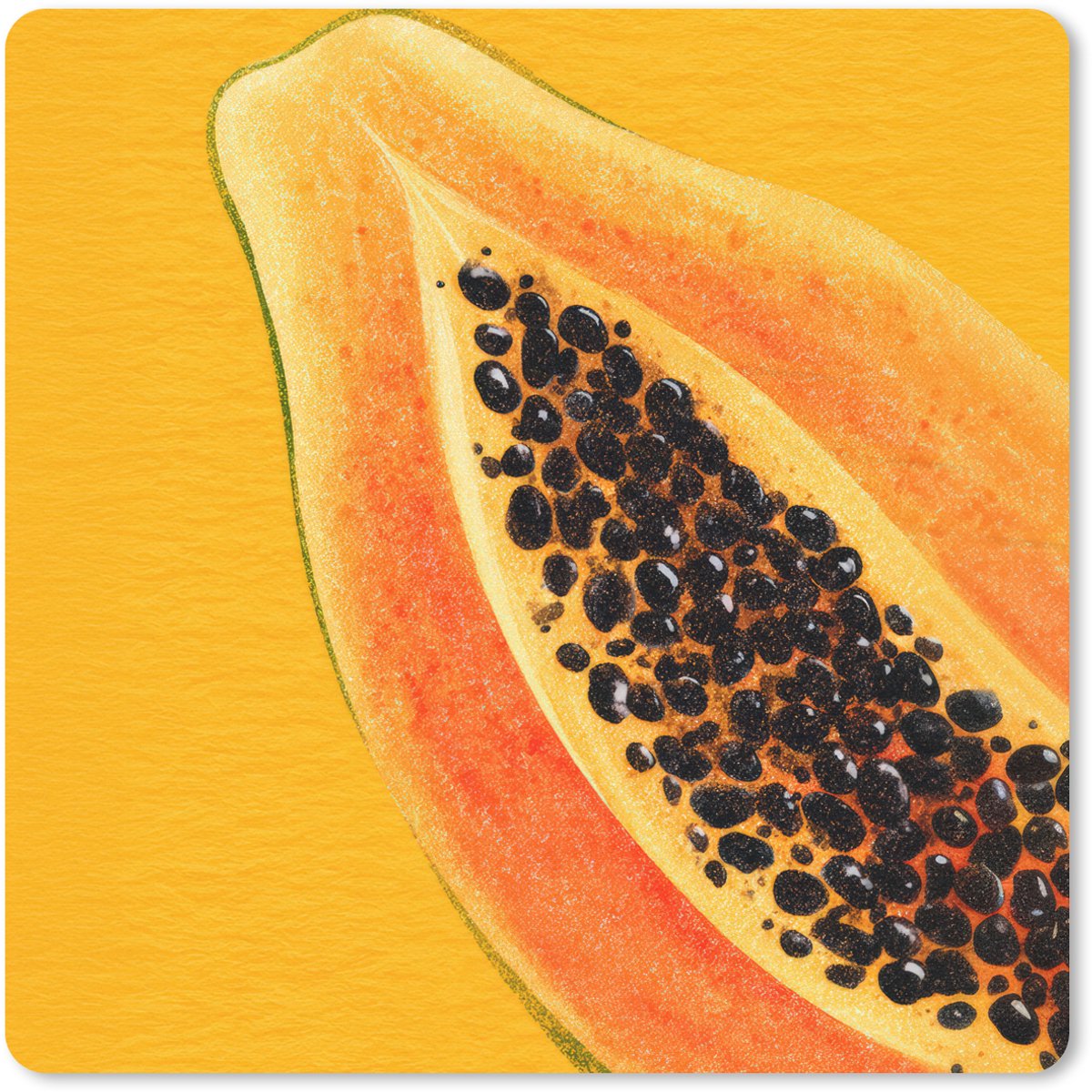 Muismat 20x20 cm - Mousepad Papaja - Oranje - Topisch - Muismatten