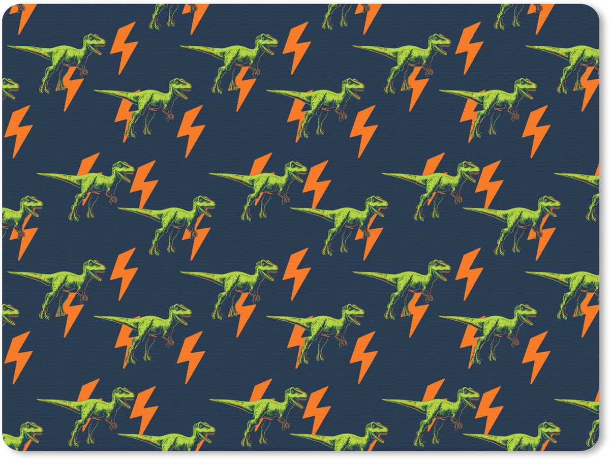 Muismat 23x19 cm - Mousepad Bliksemschichten - Oranje - Dinosaurussen - Muismatten