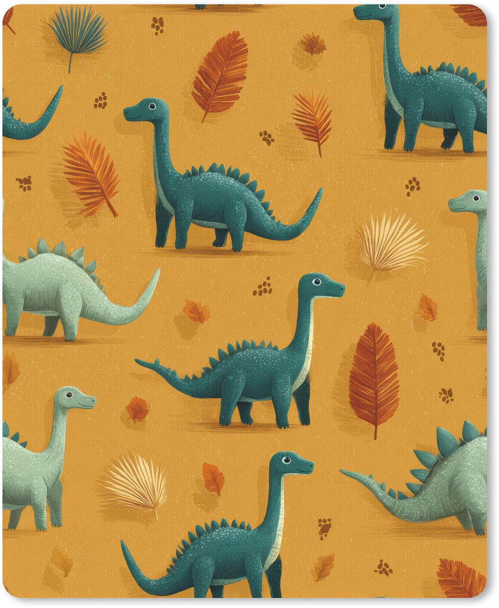 Muismat 19x23 cm - Mousepad Dinosaurussen - Stekels - Herfstbladeren - Bruin - Muismatten