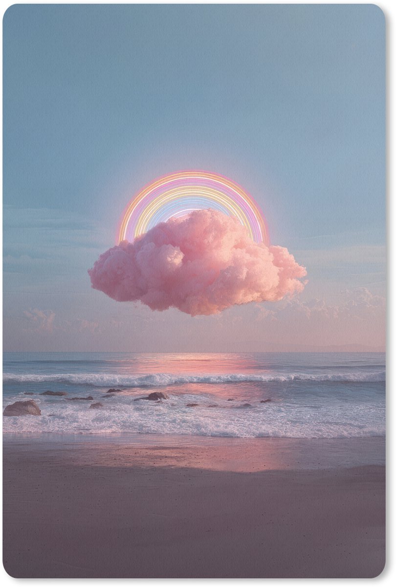 Muismat 18x27 cm - Mousepad Wolk - Regenboog - Zee - Muismatten