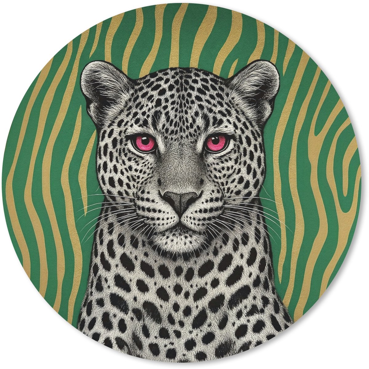 Muismat rond 20x20 cm - Mousepad Panter - Zebrapatroon - Groen - Ronde muismatten