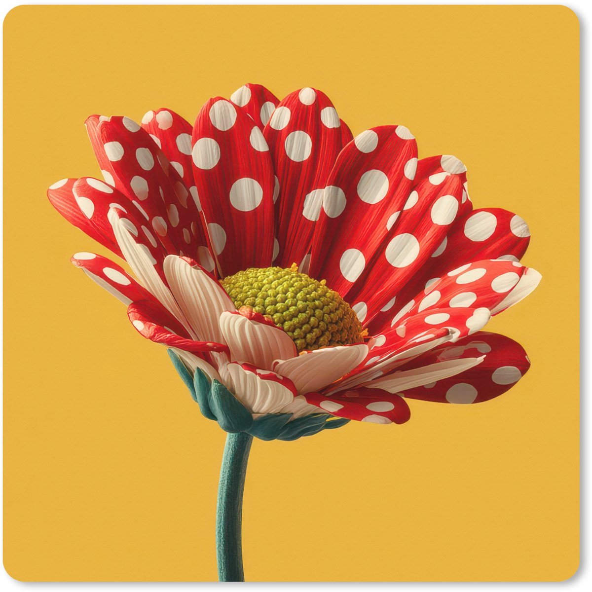Muismat XXL 40x40 cm - Bureau onderlegger - Bureau mat Bloem - Rood - Stippen - Bureaumat - Gaming mousepad xl - Bureaulegger groot - Computer deskmat