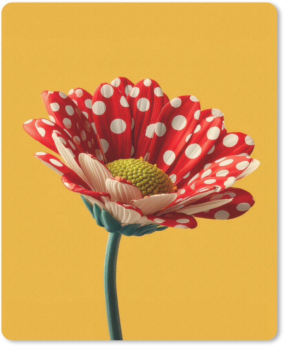 Muismat 19x23 cm - Mousepad Bloem - Rood - Stippen - Muismatten
